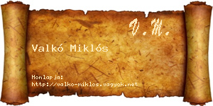 Valkó Miklós névjegykártya